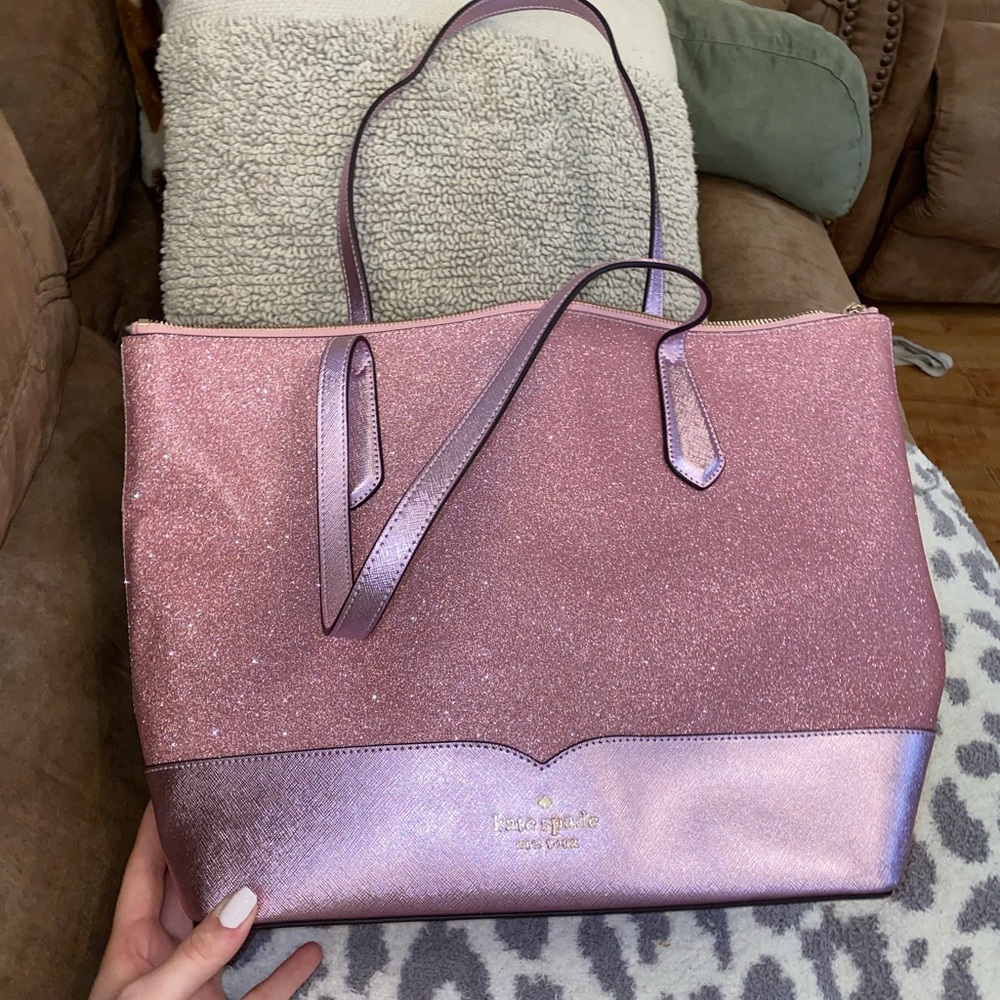Kate Spade Lola Glitter Rose Pink Large Tote